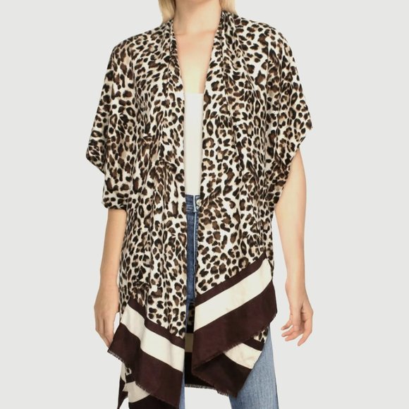 Area Stars Leopard Print Open Front Poncho, OS NWT - Picture 1 of 6